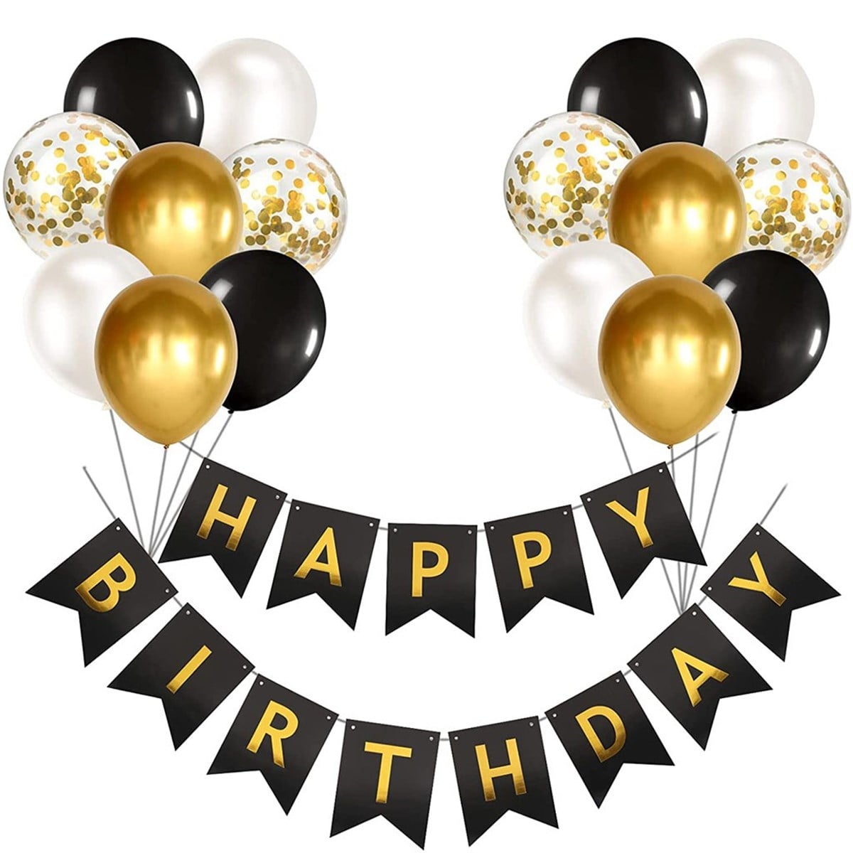 KBK Market Happy Birthday Banner Set Siyah