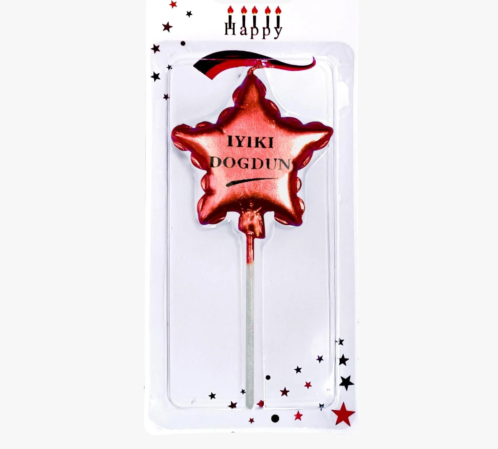 KBK Market İyiki Doğdun Yıldız Mum Kırmızı
