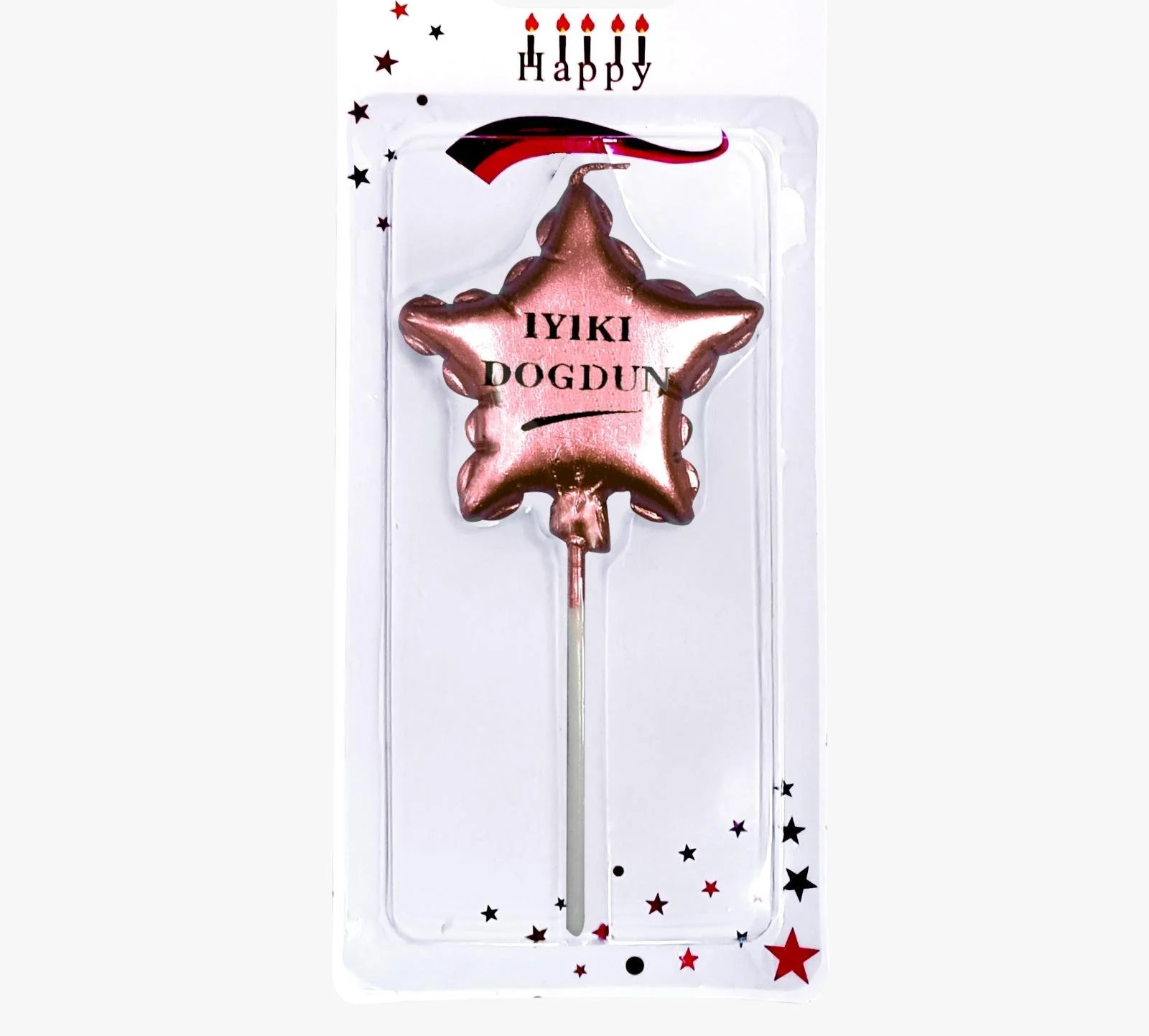KBK Market İyiki Doğdun Yıldız Mum Rosegold