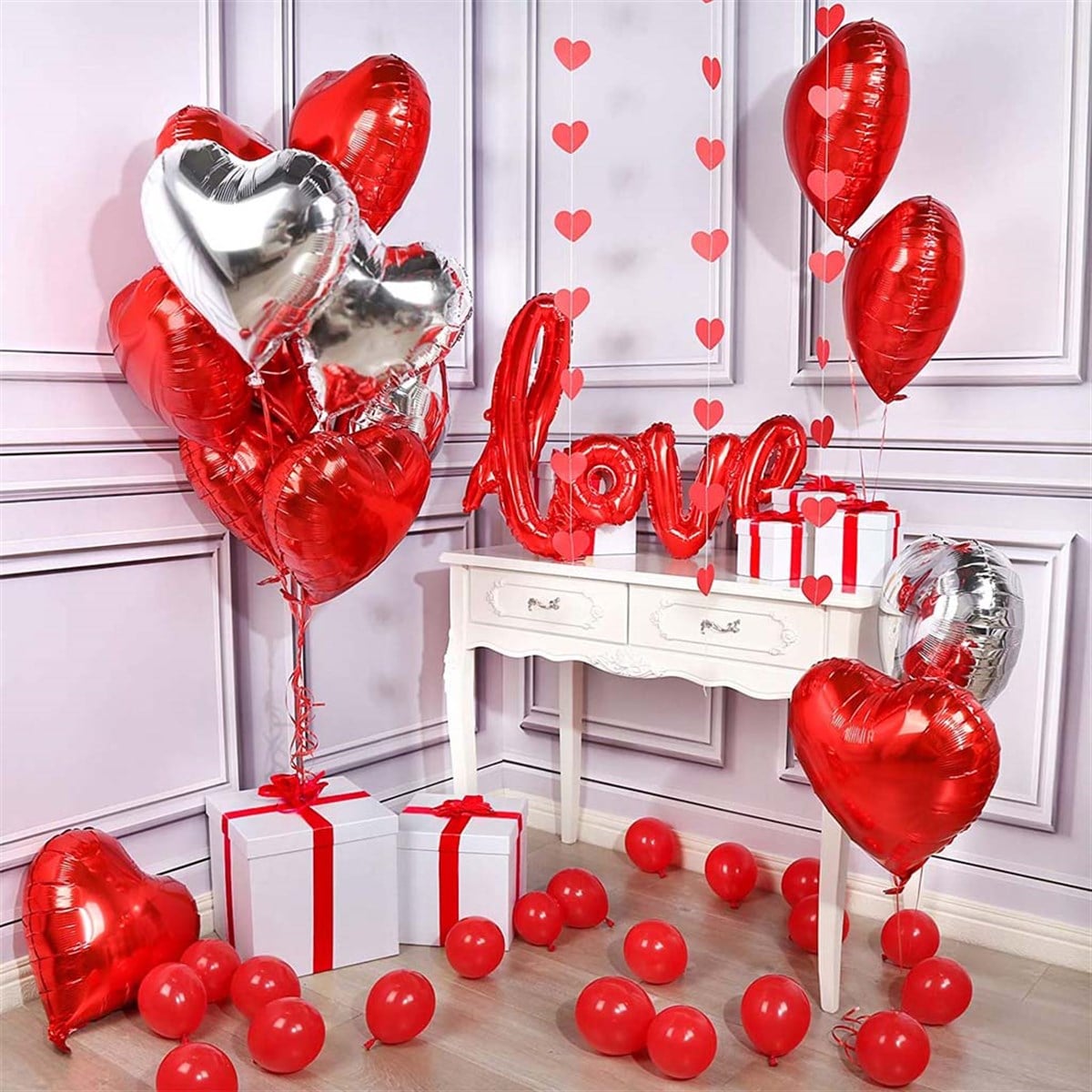 KBK Market Kalp Folyo Balonlu Romantik Ortam Paketi 