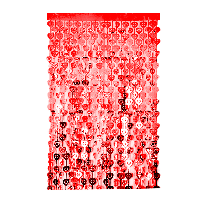 KBK Market Kalp Motifli Arka Fon 100x200cm Kırmızı