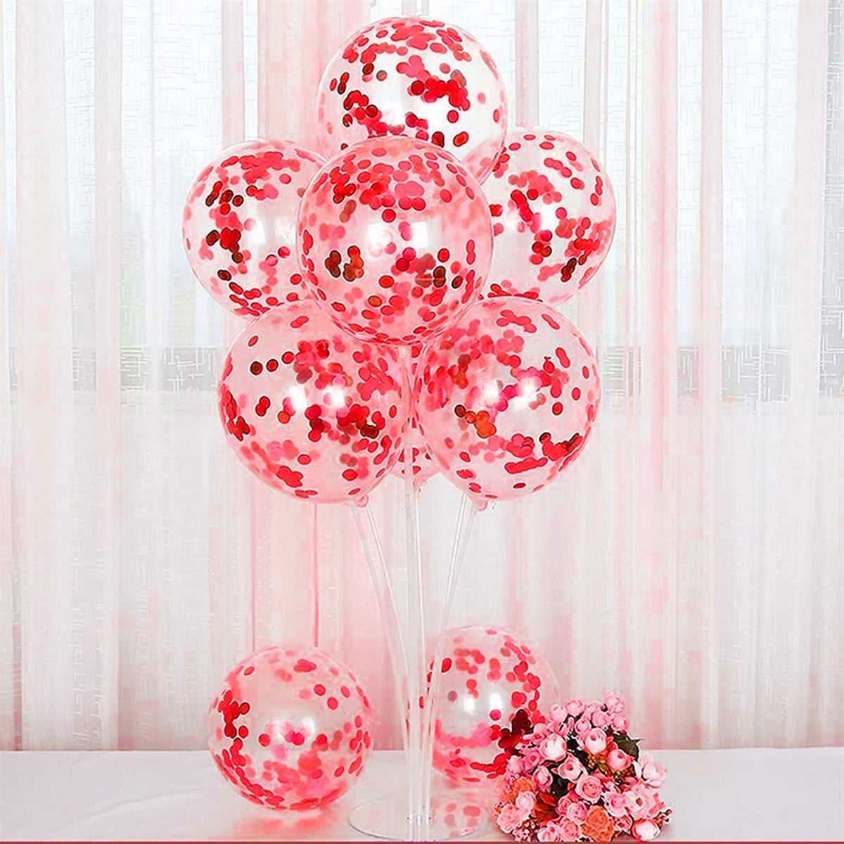 KBK Market Konfetili Balon Standı Kırmızı