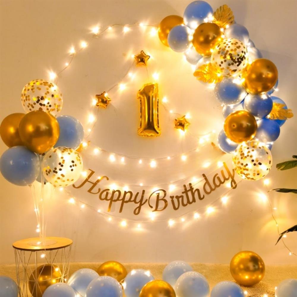 KBK Market Ledli Mavi Balon Zincir Seti