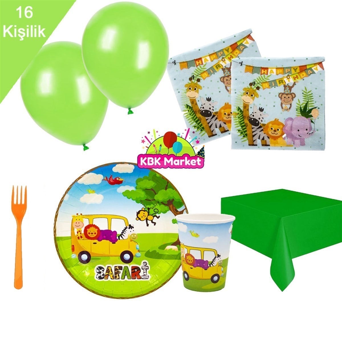 KBK Market Safari Doğum Günü Seti 16 Kişilik
