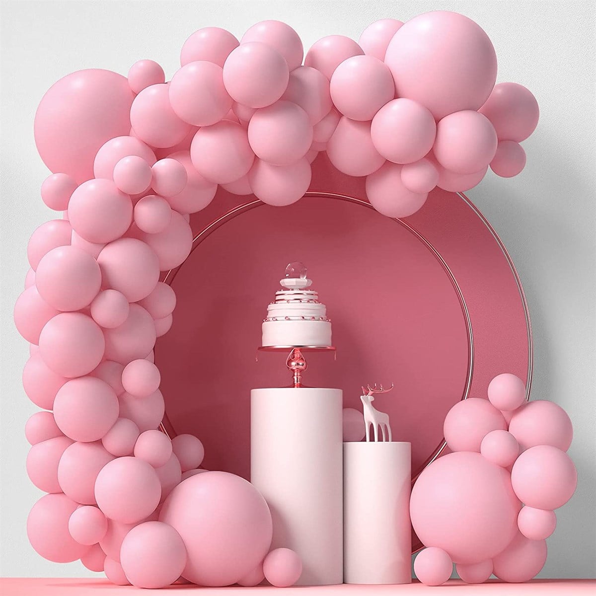 KBK Market Soft Jumbo Balonlu Makaron Balon Zinciri Pembe