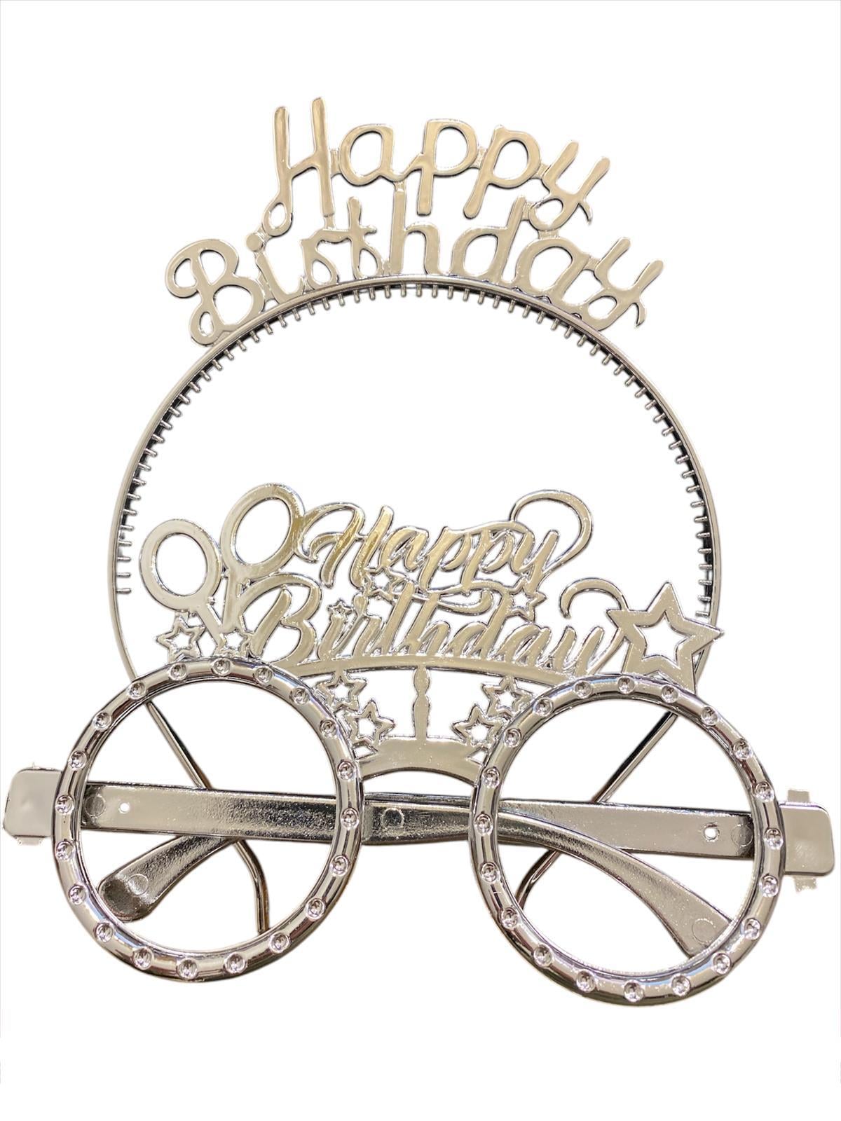 KBK Market Taç Gözlük Set Mika Happy Birthday Gümüş