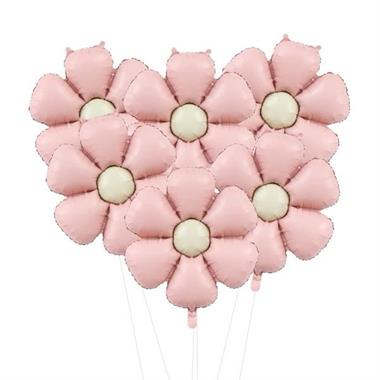 KBK Market 6'lı Papatya Folyo Balon Seti Retro Pembe