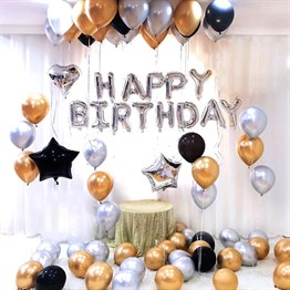 KBK Market Altın Doğum Günü Balonu Kombini- Plus Doğum Günü Seti