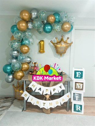 KBK Market Balon Kutulu ve Balon Zincirli Doğum Günü Seti