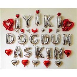 KBK Market İyiki Doğdun Aşkım Yazılı Folyo Balon Seti
