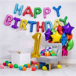 Kbk market Renkli Happy Birthday Doğum Günü Seti