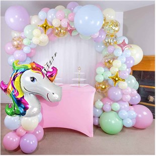 KBK Market Unicorn Doğum Günü  Balon Zinciri-Makaron Balon Zinciri