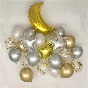 KBK Market Yarım Ay Folyo Balon Altın Gümüş Set