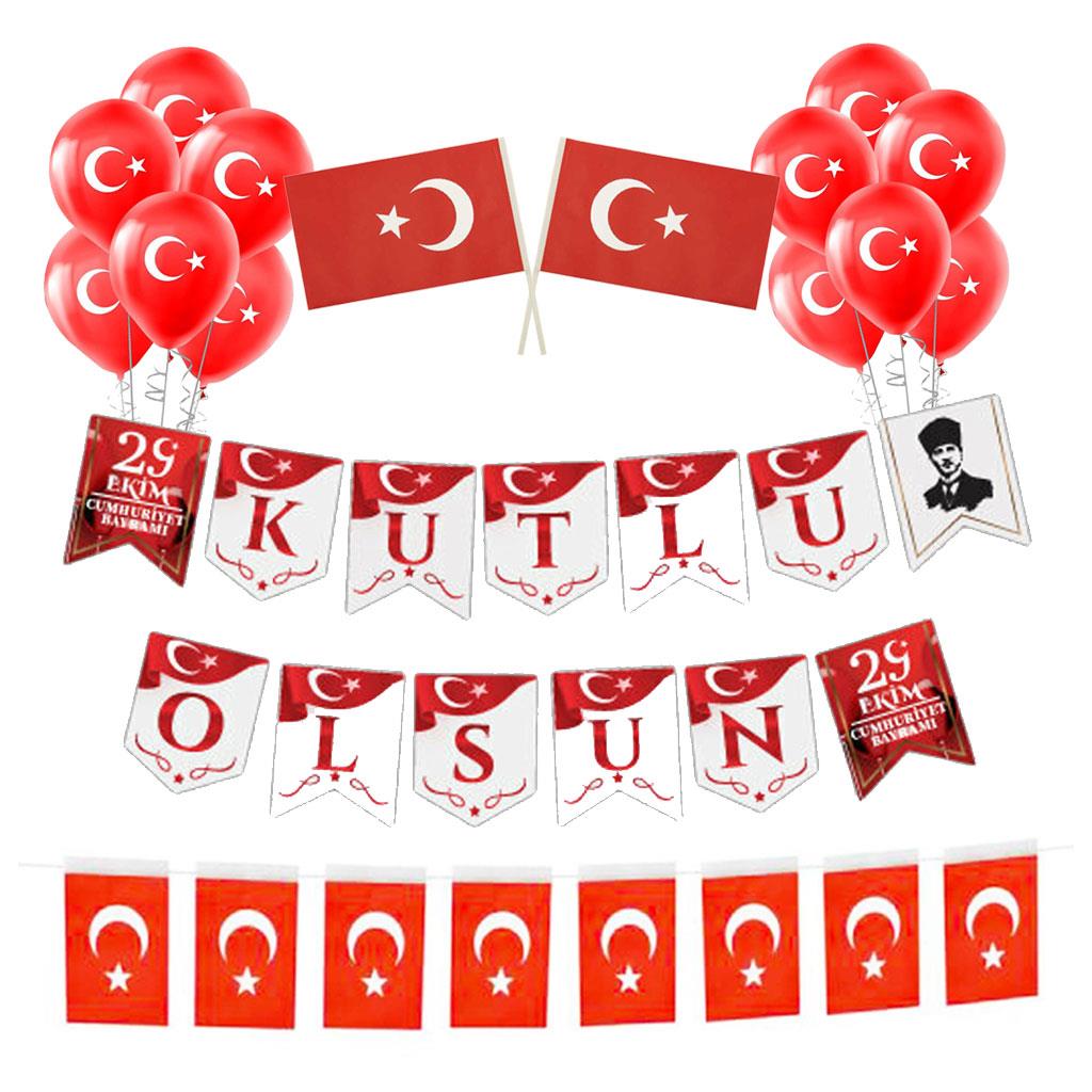 29 Ekim Özel Süsleme Seti - Cumhuriyet Bayramı İçin Bayrak ve Dekorasyon Ürünleri