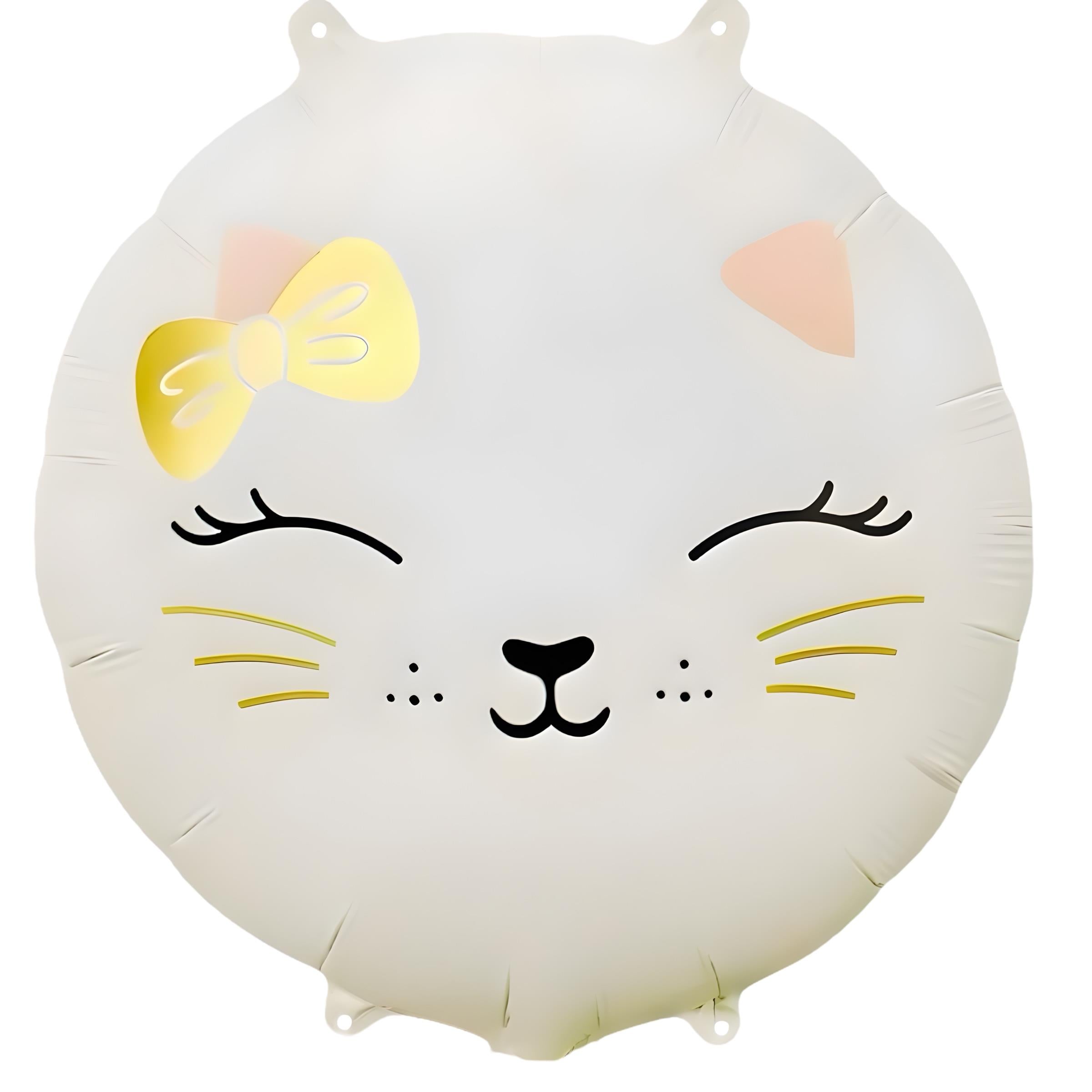 KBK Marke Retro Kedi Yuvarlak Folyo Balon 45 cm Beyaz