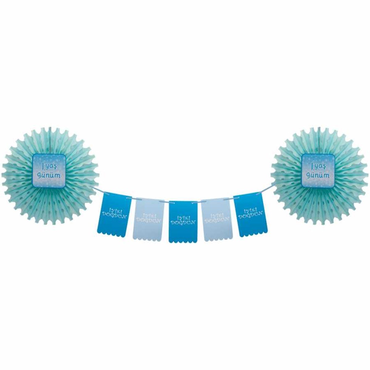 KBK Market 1. Yaş Günüm Mavi Yelpaze Süs Seti