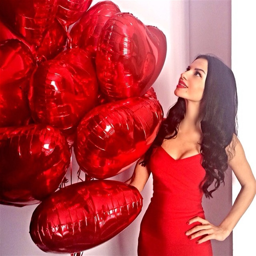 KBK Market 10 Adet Kırmızı Kalpli Folyo Balon Set- Romantik Ortam Balonu
