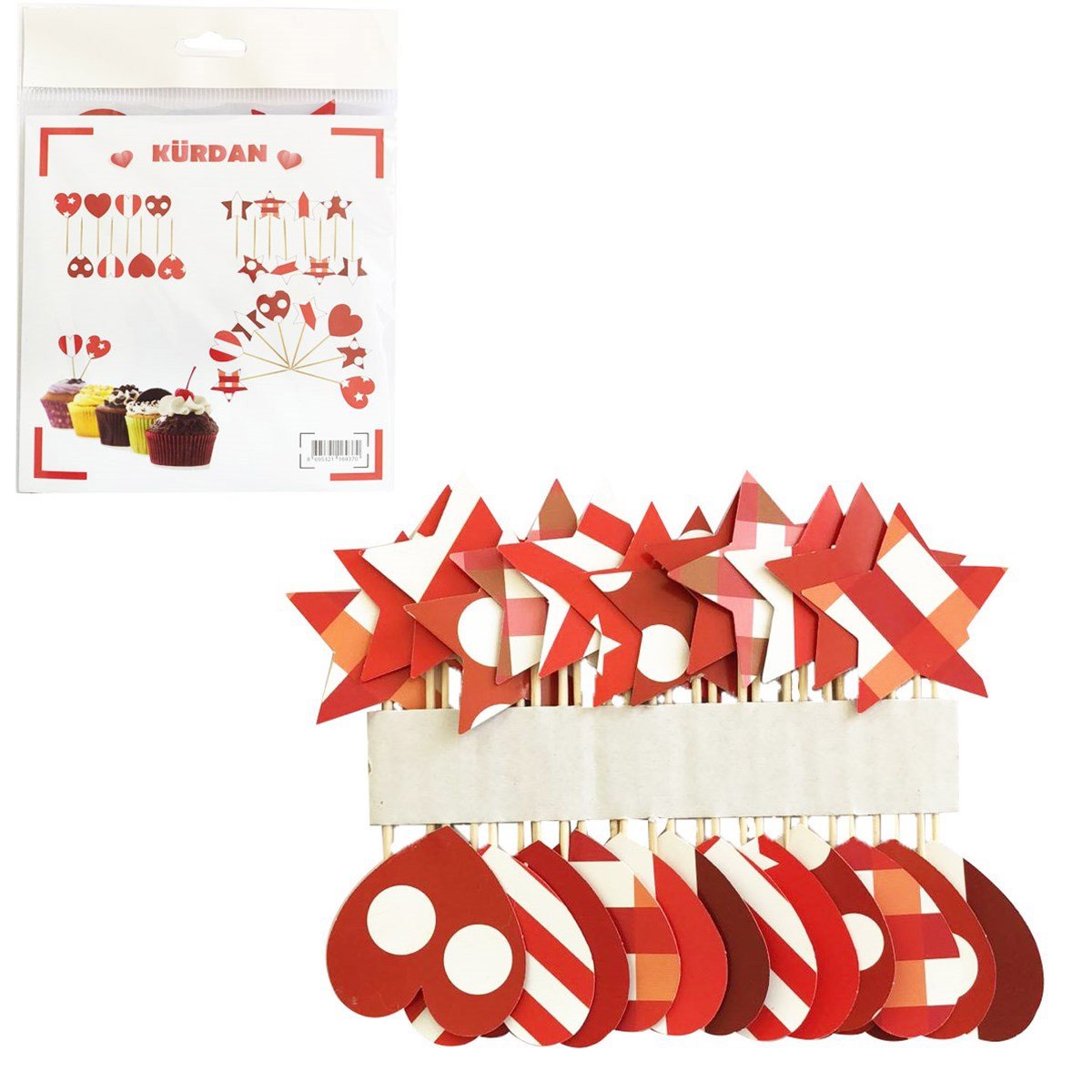 KBK Market 16 Adet Kağıt Kürdan Kırmızı 8cm