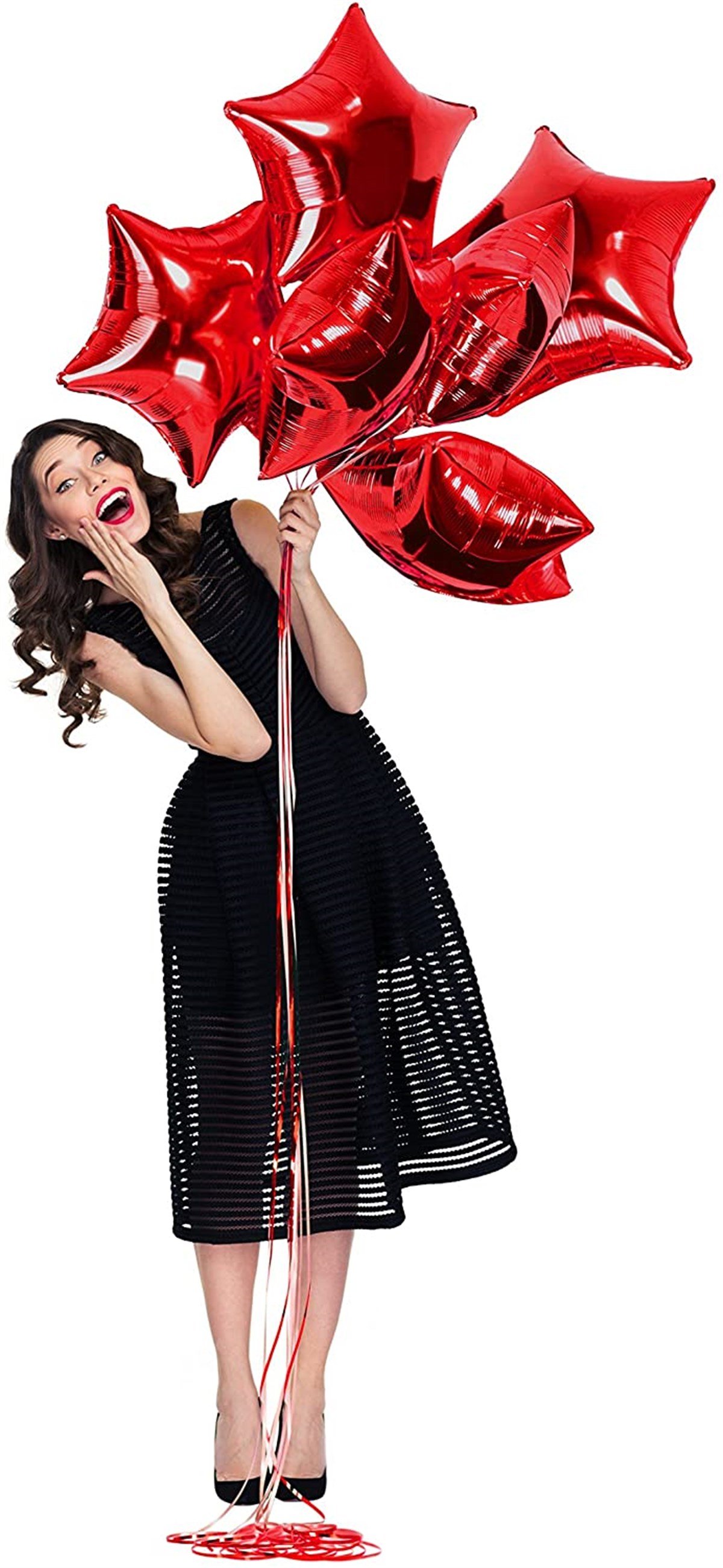 KBK Market 6 Adet Kırmızı Yıldız Folyo Balon Seti 