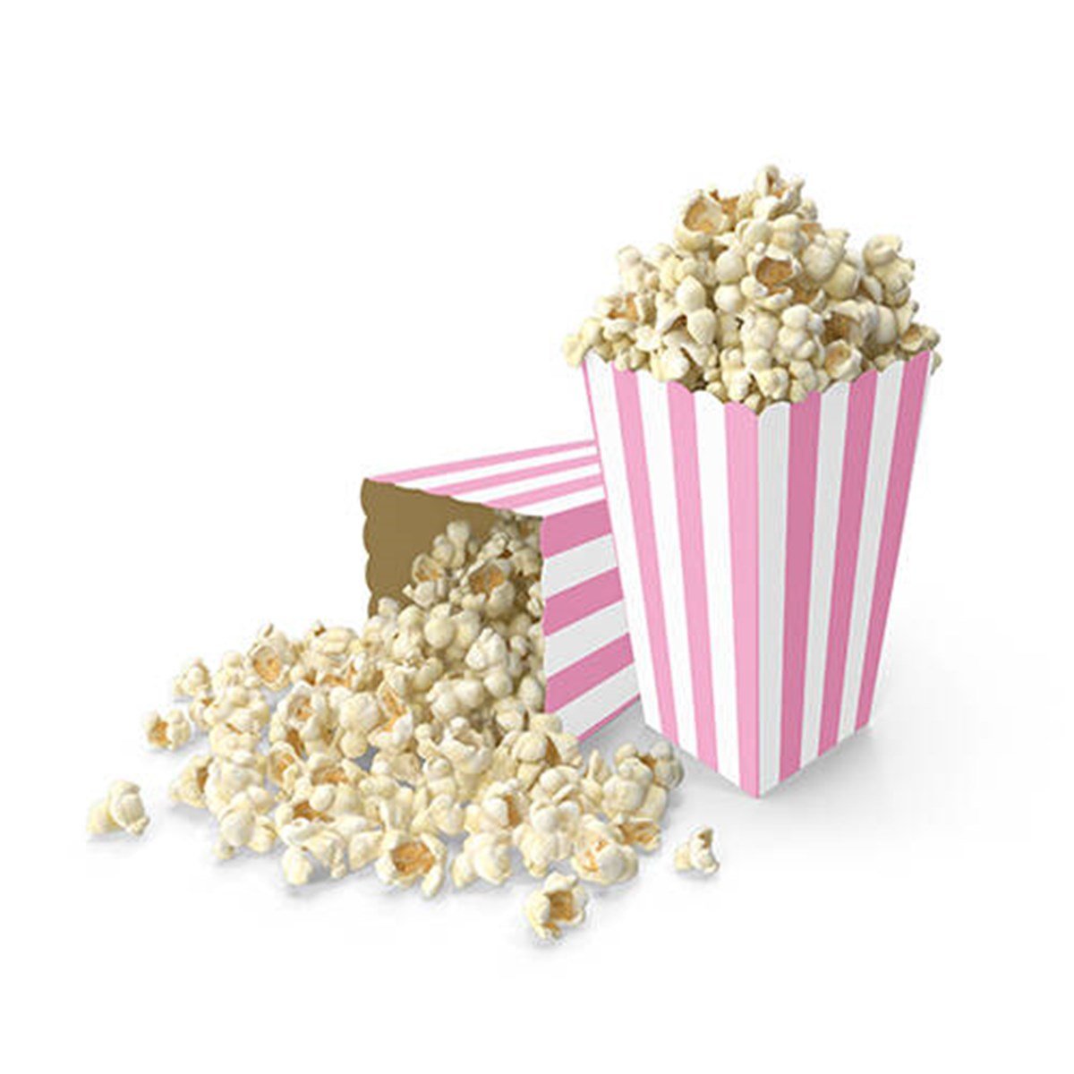 KBK Market 8'li Çizgili Mısır Kutusu- Popcorn Kutusu Pembe
