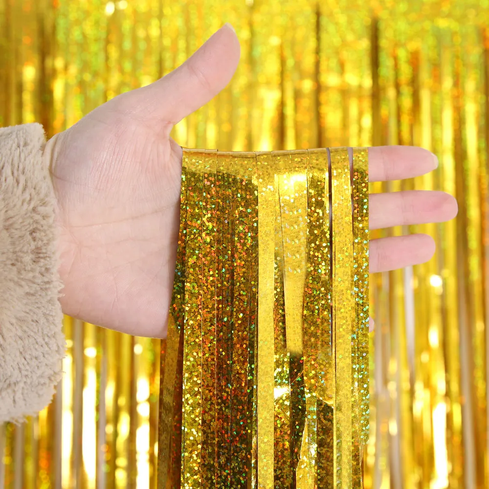 KBK Market Altın Simli Folyo Kapı perdesi- Doğum Günü Duvar Perdesi