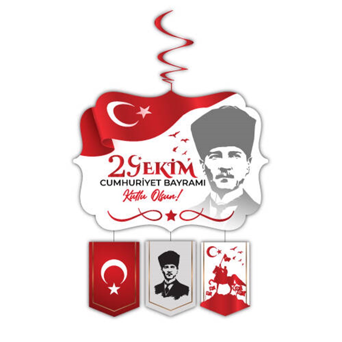 KBK Market Asmalı Tavan Süs Beyaz 29 Ekim Cumhuriyet Bayramı