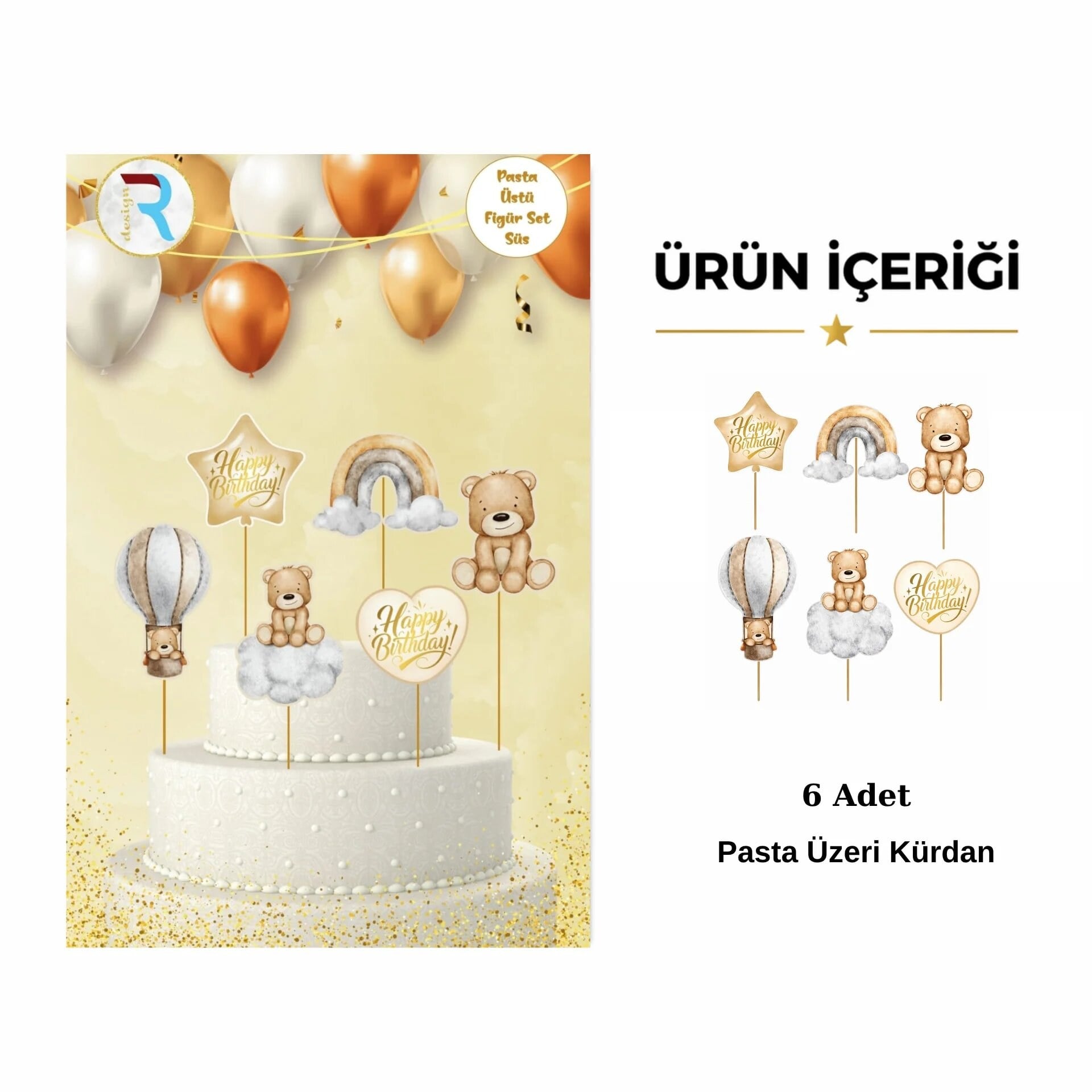 KBK Market Ayıcık Figürlü Pasta Kürdanı 6'lı