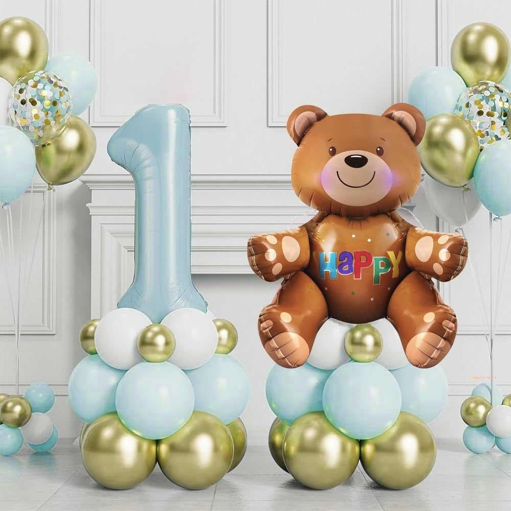 KBK Market Ayıcıklı Balon Standlı Balon Seti Mavi