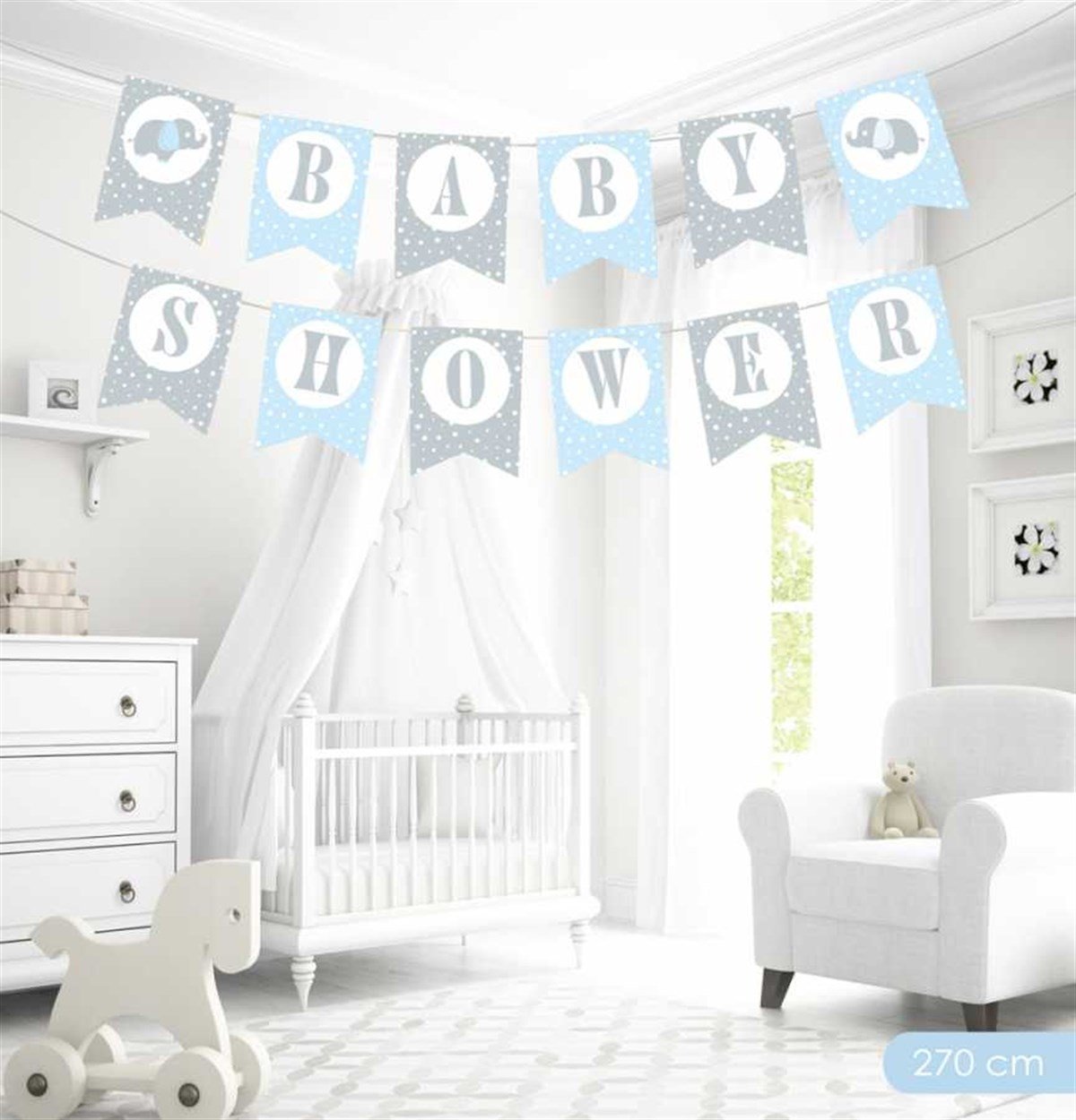 KBK Market Baby Shower Banner Flama Mavi