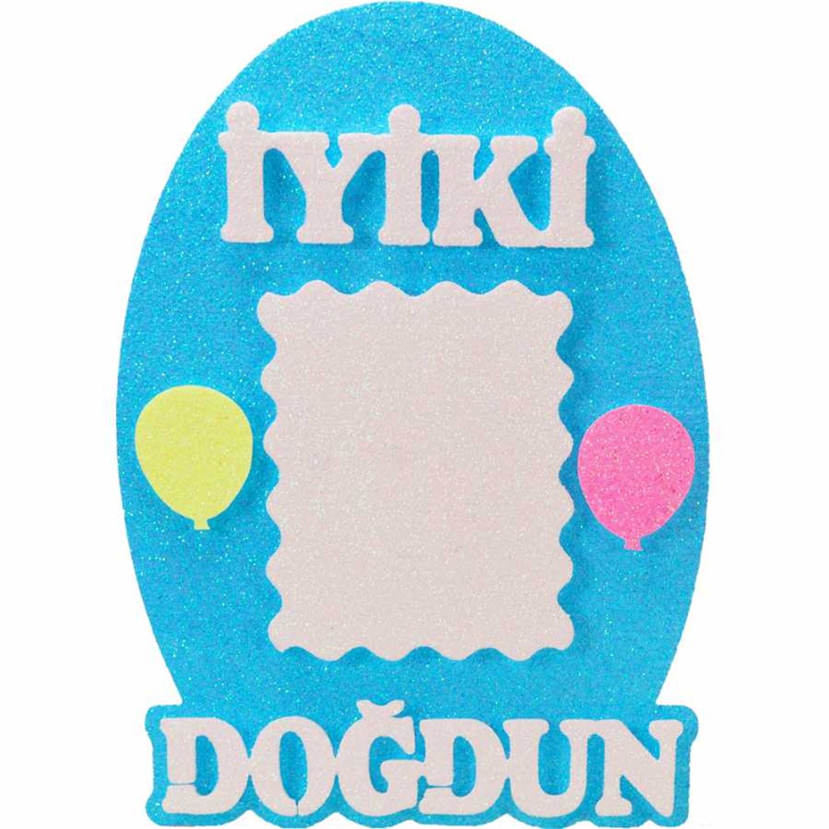 KBK Market Balonlu Çerçeveli İyiki Doğdun Mavi Strafor Süs