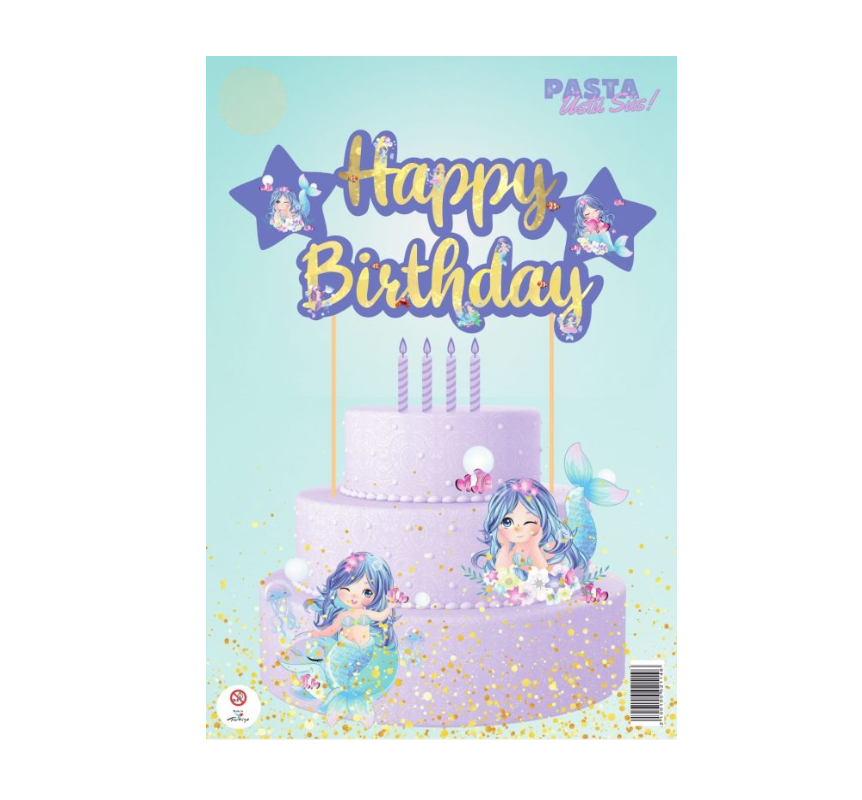 KBK Market Deniz Kızı Happy Birthday Pasta Üstü Süsü