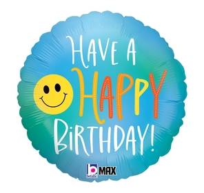 KBK Market Grabo Happy Birthday Smiley Folyo Balon 45 cm