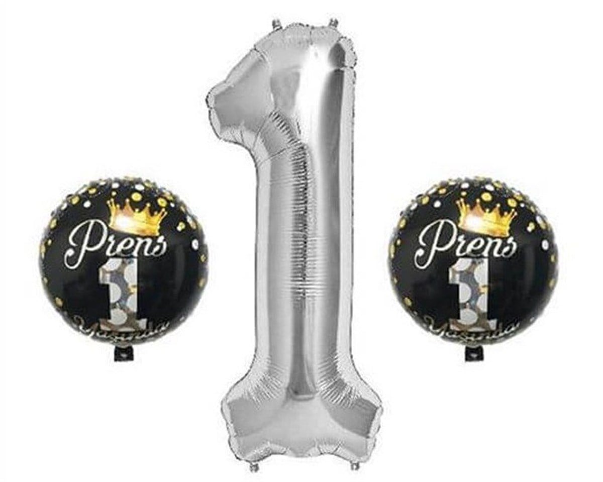 KBK Market Gümüş Prens 1 Yaşında Folyo Balon Seti
