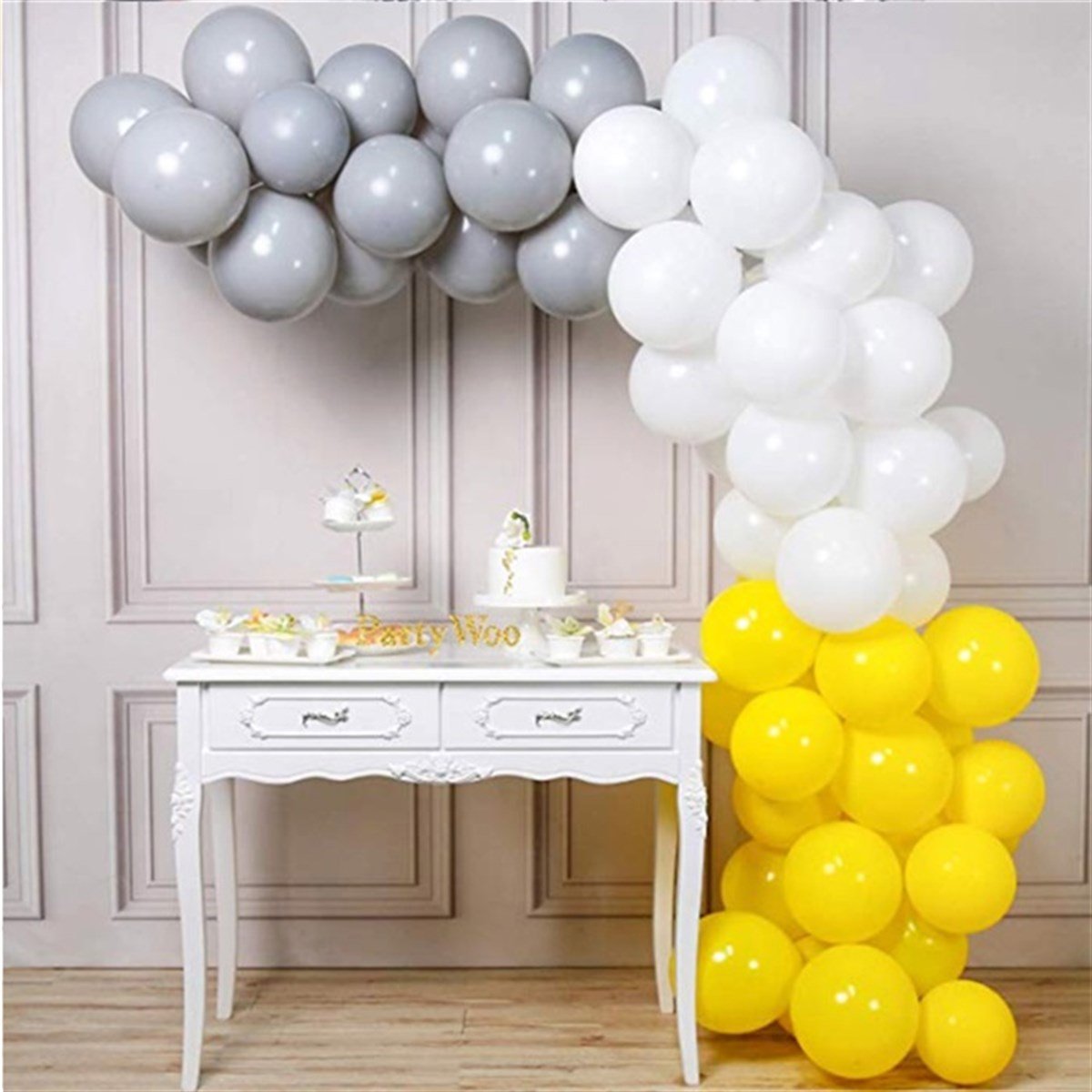 KBK Market Gümüş Sarı Beyaz Balon Zinciri Seti