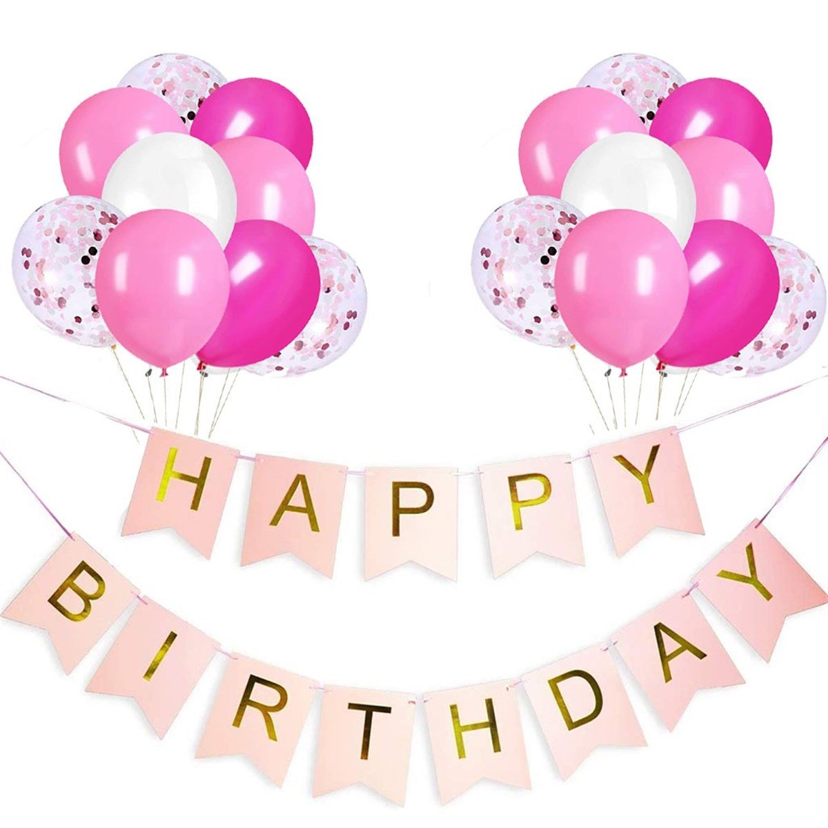 KBK Market Happy Birthday Banner Set Pembe