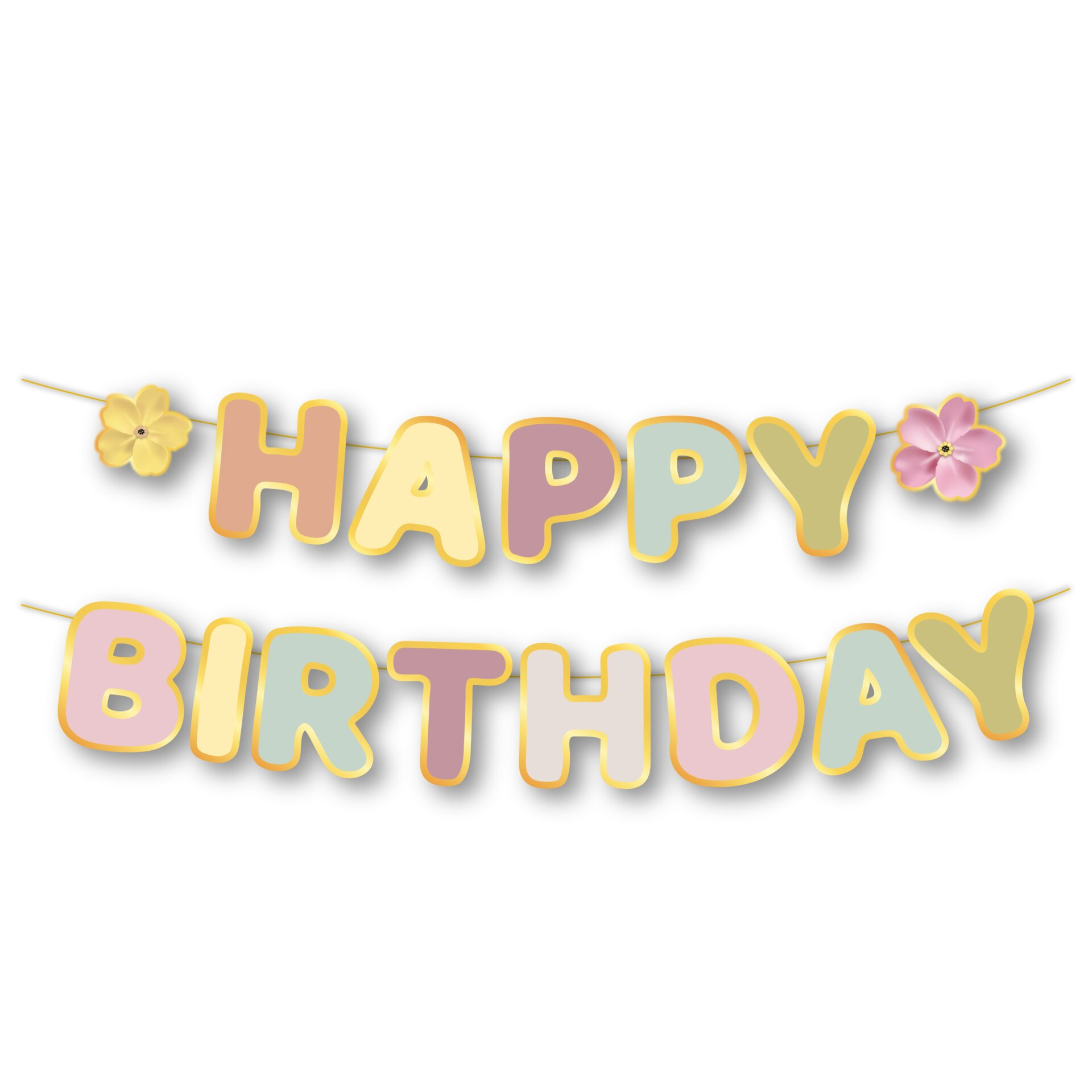 KBK Market Happy Birthday Çiçekli Banner