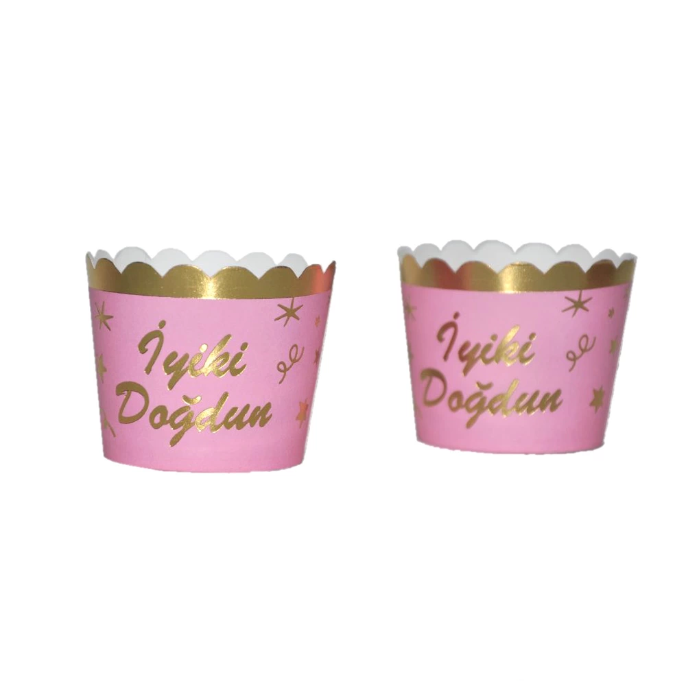 KBK Market İyi ki Doğdun Cupcake Kağıdı 12 Adet Pembe Altın