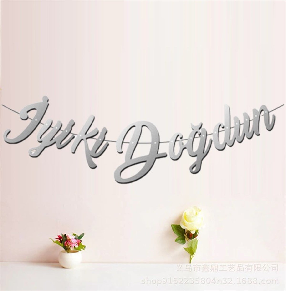 KBK Market İyiki Doğdun Banner Gümüş Kaligrafi