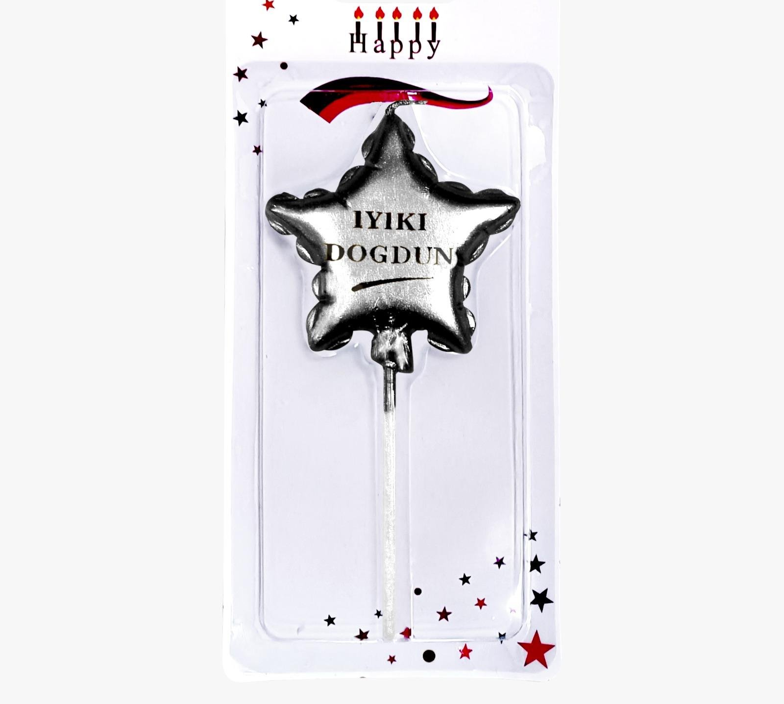 KBK Market İyiki Doğdun Yıldız Mum Gümüş