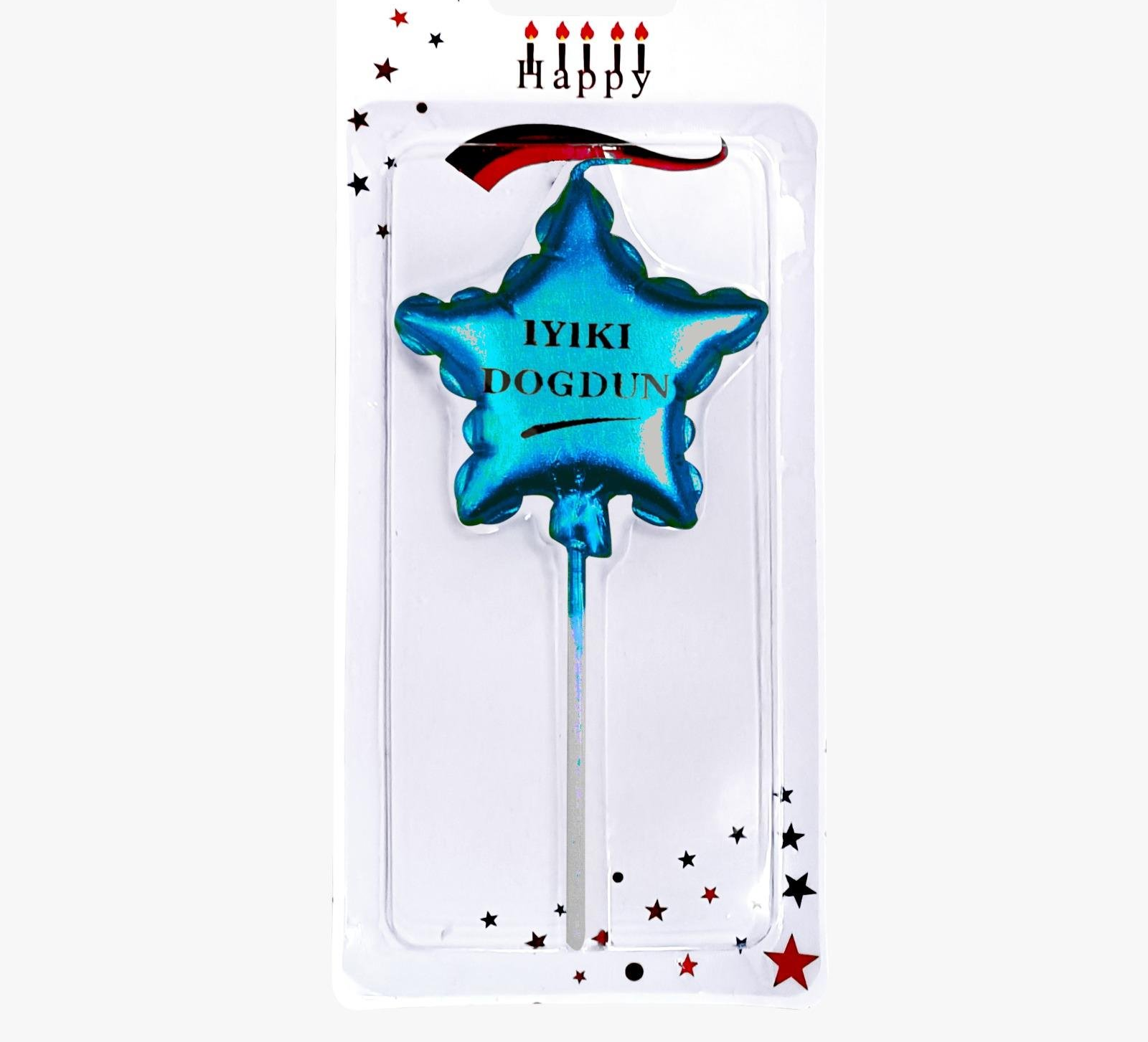 KBK Market İyiki Doğdun Yıldız Mum Mavi