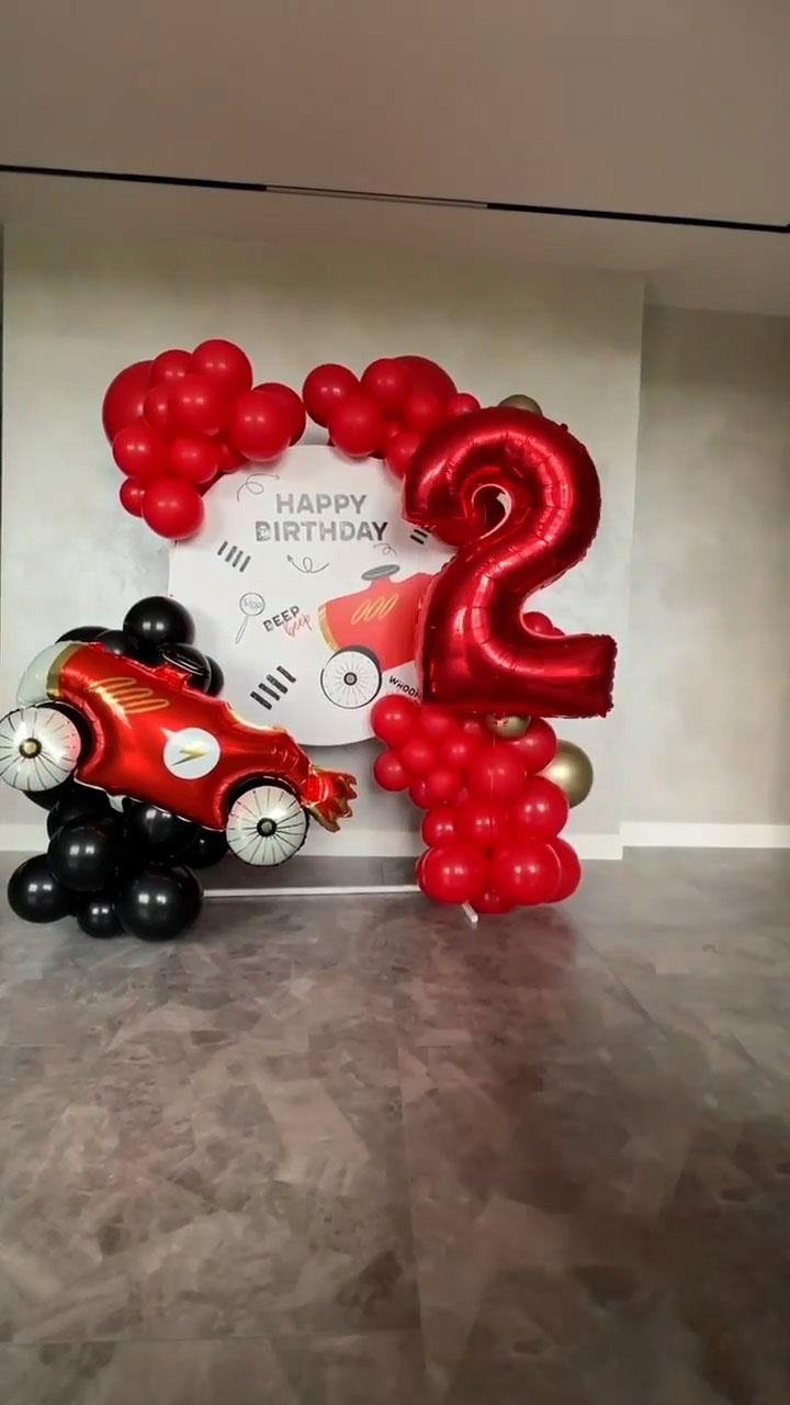 KBK Market Kırmızı Arabalı Balon Seti 