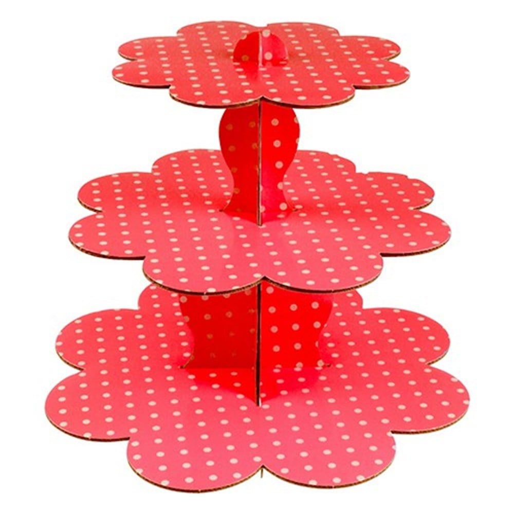 KBK Market Kırmızı Puantiyeli Cupcake Standı-Kek Standı