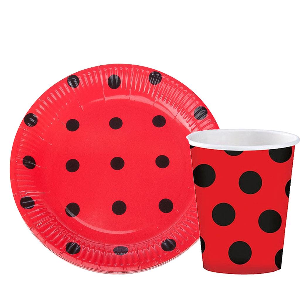 KBK Market Kırmızı Puantiyeli Karton Tabak(8 adet)