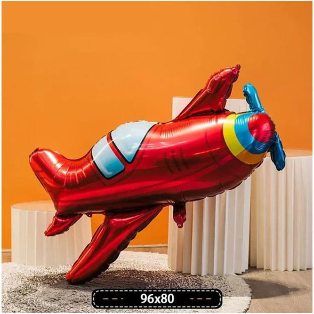 KBK Market Kırmızı Uçak Folyo Balon 96x80 cm | Hava Yolu Temalı Parti Dekoru