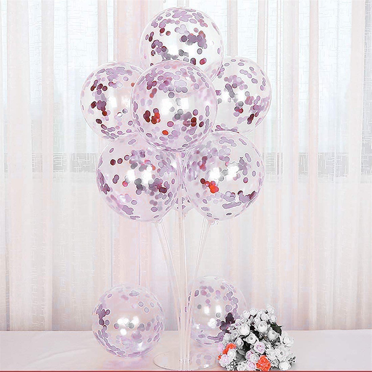 KBK Market Konfetili Balon Standı Gümüş