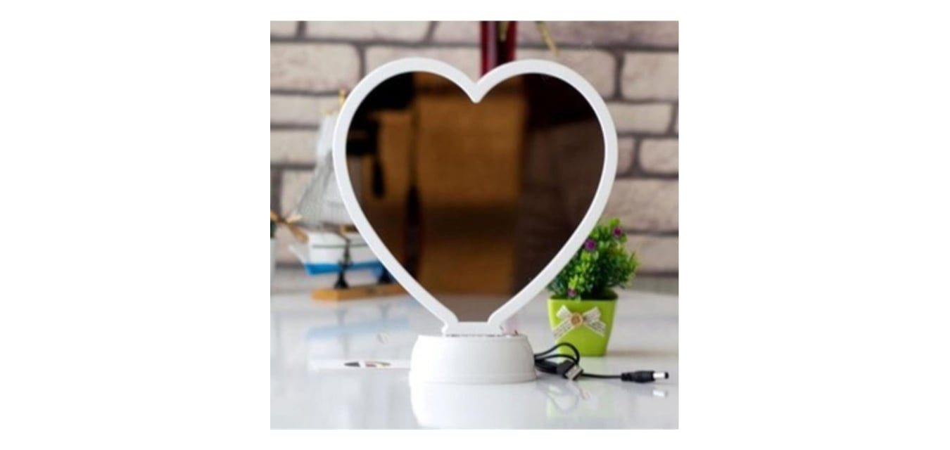 KBK Market Led Işıklı Sihirli Ayna Fotoğraf Çerçevesi Kalp