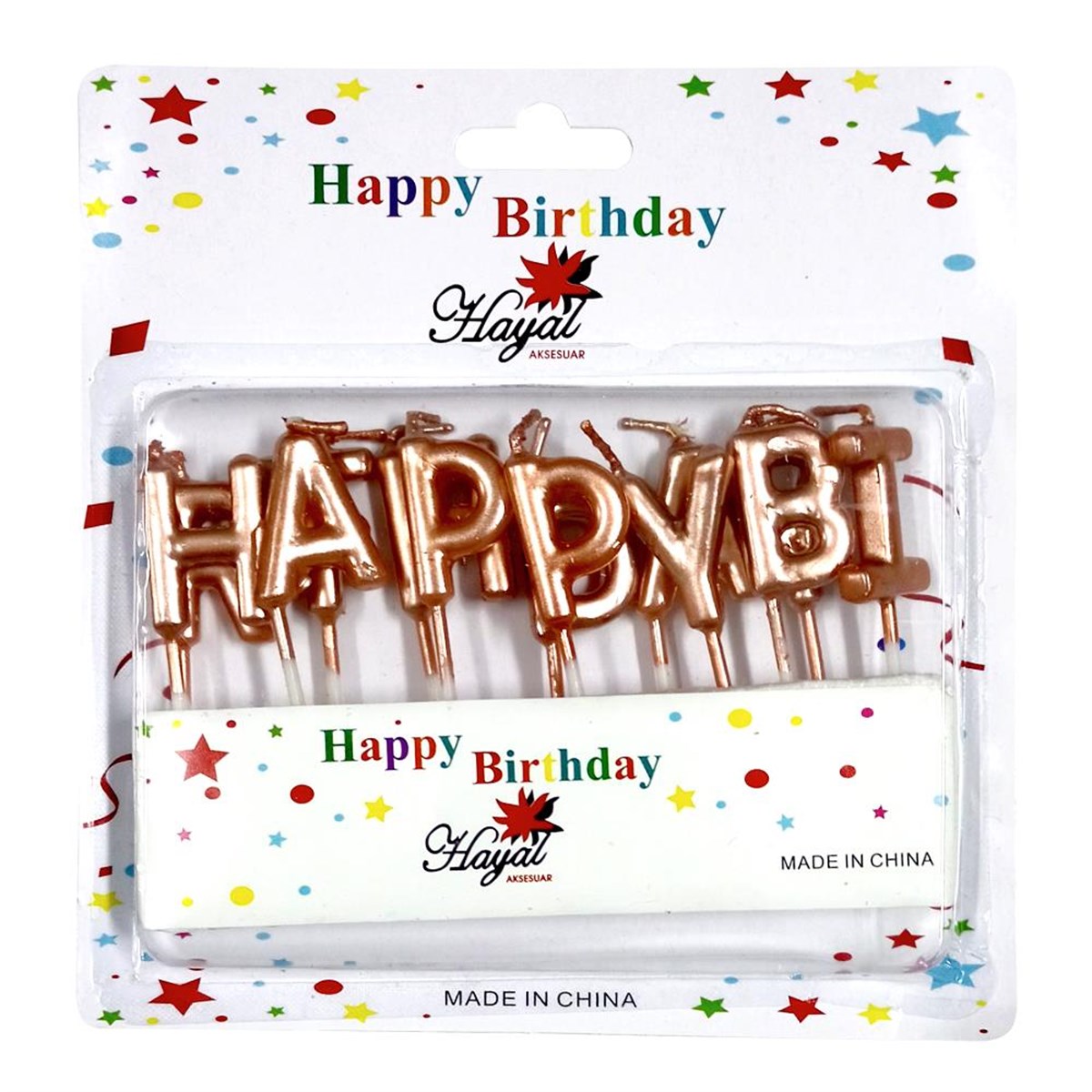 KBK Market Lüks Happy Birthday Yazılı Doğum Günü Mum Seti Rose