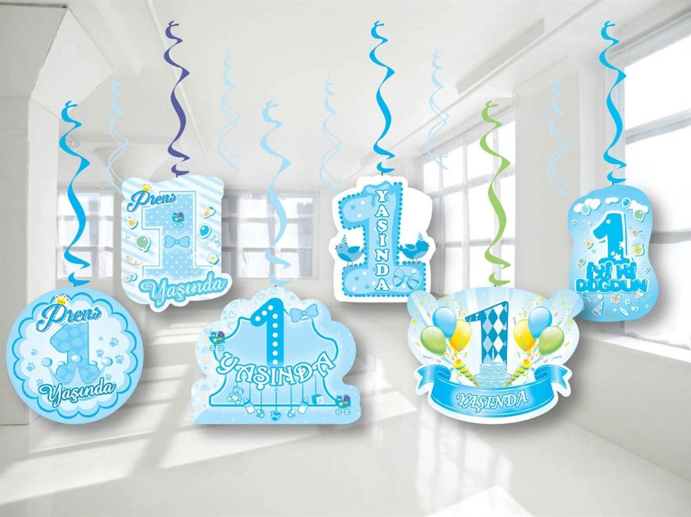 KBK Market Mavi 1 Yaş Süs- 6'lı Tavan Asma Süs