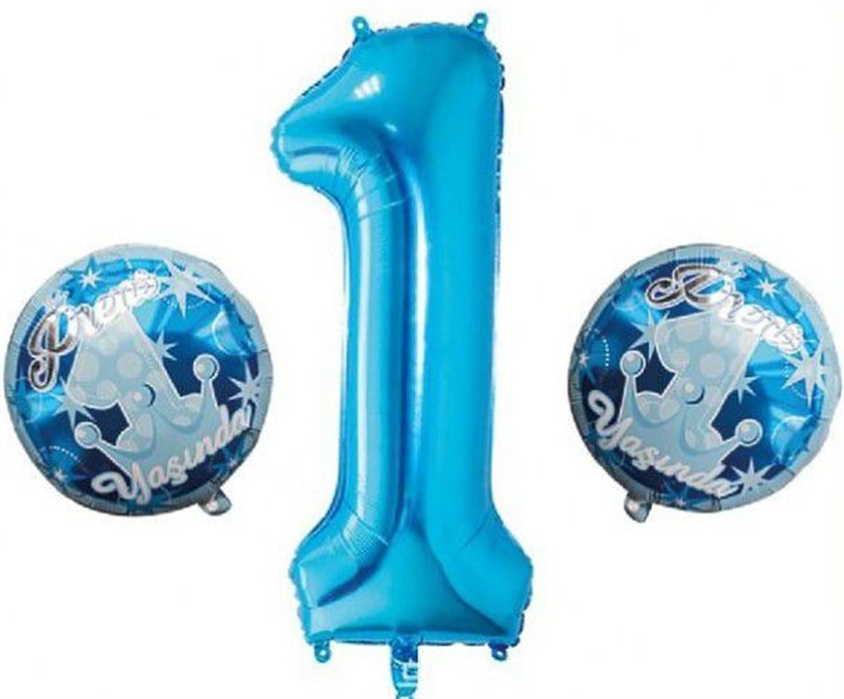 KBK Market Mavi 1 Yaşında Folyo Balon Seti