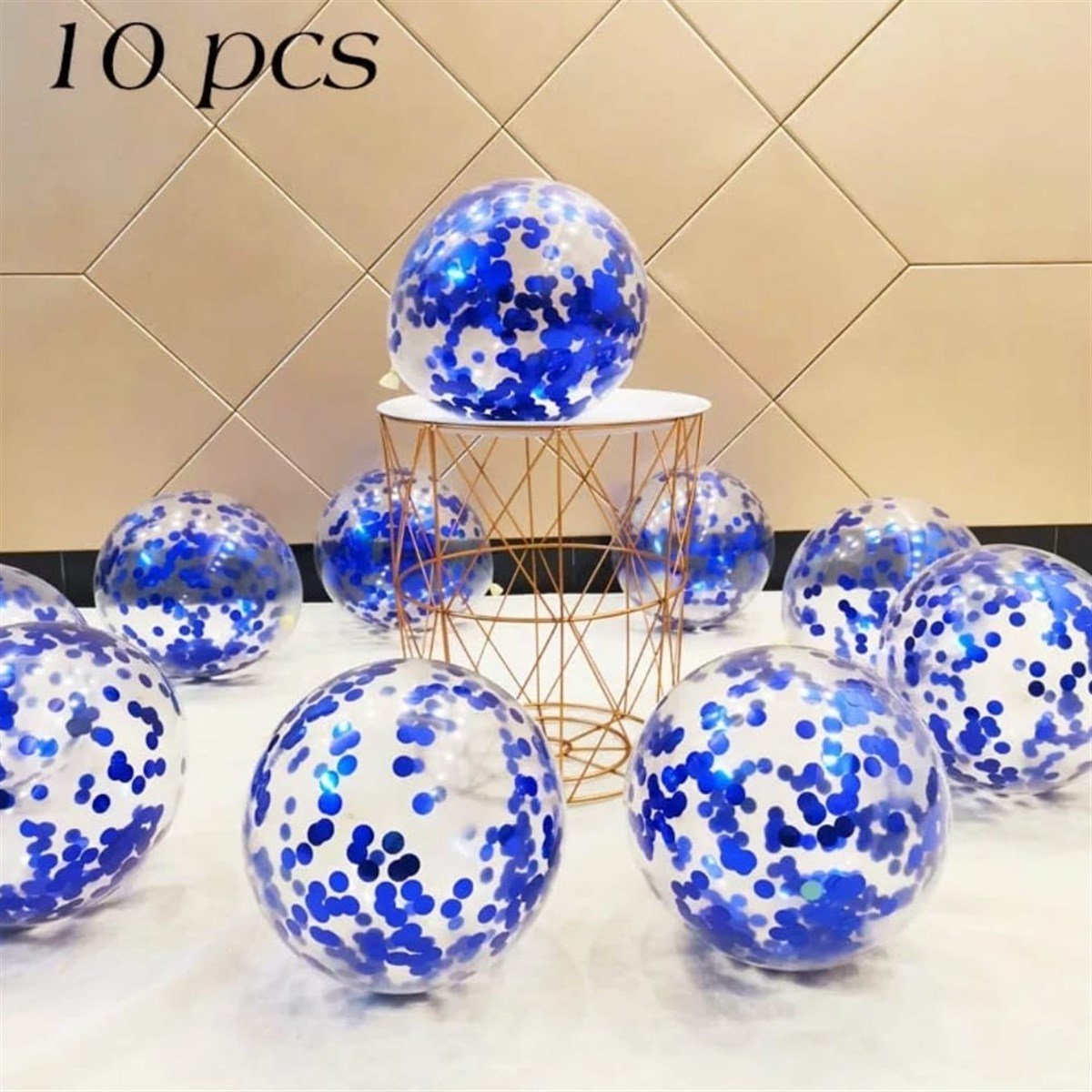 KBK Market Mavi Konfetili Şeffaf Balon 10 Adet 